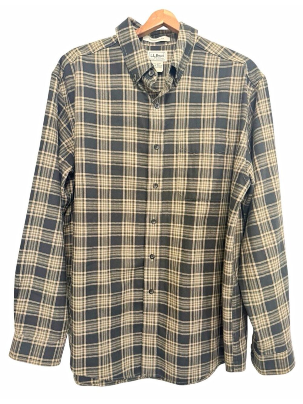 L.L.Bean Traditional Fit Cotton Plaid Shirt Men's L Reg Button-Down Pocket VTG